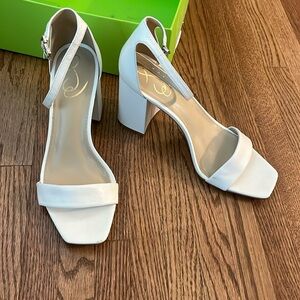 Sam Edelman White Block Heel Sandals